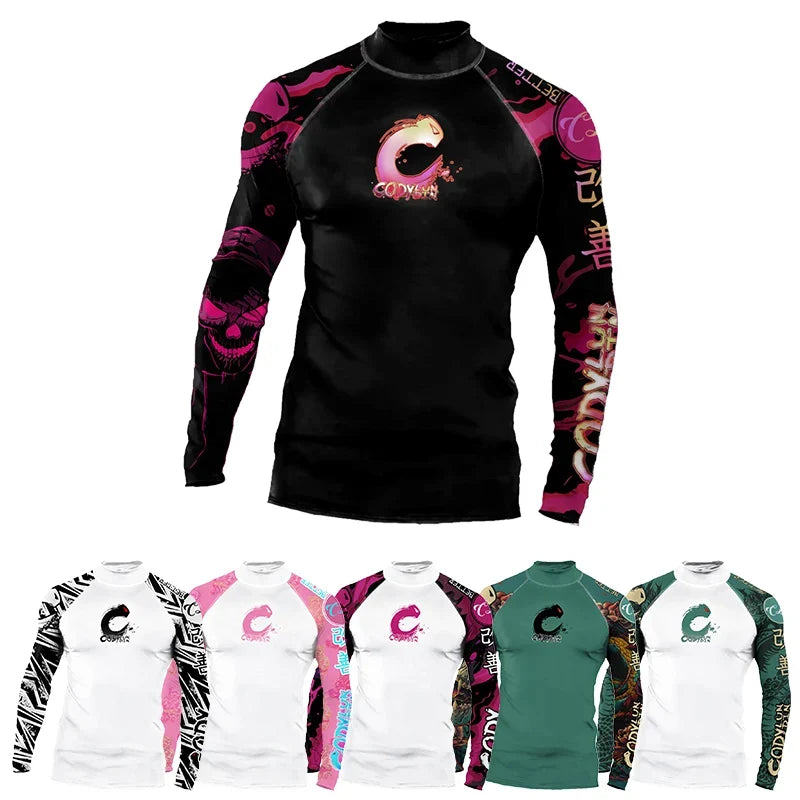 Men's Sports T -shirt Quickly Drying Bodybuilding Fitness Tight Rashguard UV Protection Swimsuit Swimming Shirt Surfing Rash