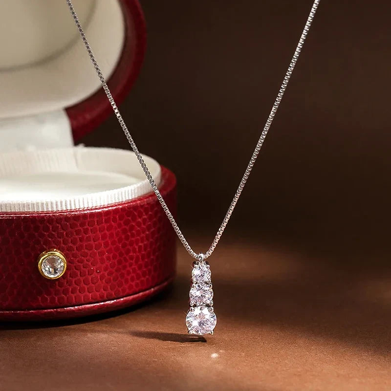 D VVS1 Moissanite Pendant Necklace for Woman 925 Sterling Silver Plated 18k White Gold Wedding Necklace with GRA Fine Jewelry
