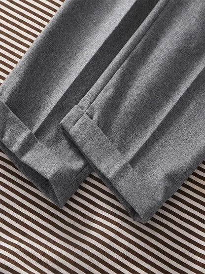 2026 Spring Light Flannel Loose Straight Casual Pants with Italian Parisian Button Adjustment - Customizable Men's Suits