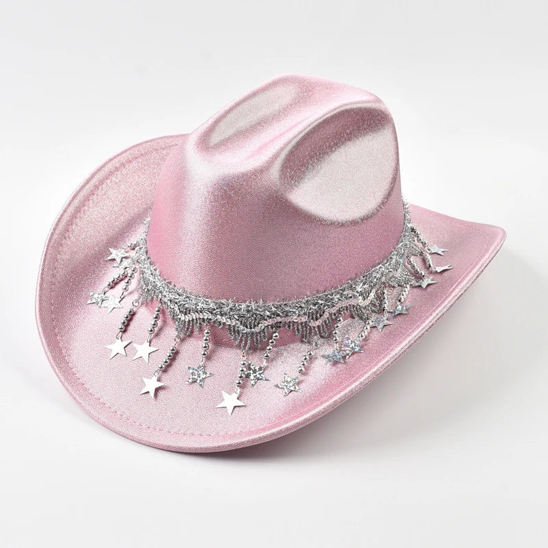 Women Sequin Fedora Hat With Rhinestone Ribbons Fashion Festival Party Wedding Dress Hats Cowgirl Jazz Cap
