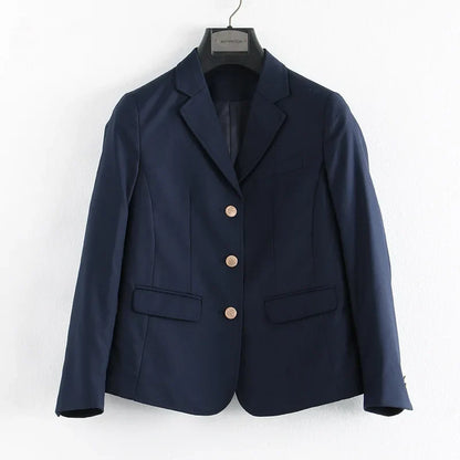 Preppy Style Slim Fit Solid Blazer Woman Double Button Turn-Down Collar Blazers Women Spring Autumn Basic Student JK Suit Coat
