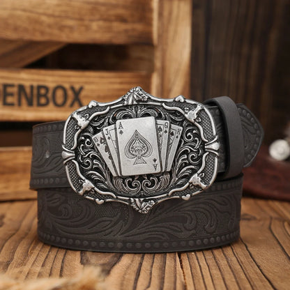 A Western-Buckle PU Belt Suitable for Both Men and Women, A Unique and Retro Brown Belt (With Perforated Nails Included)