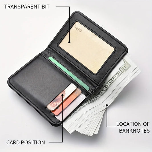 Portefeuille vertical mince pour homme - Porte-cartes multiple avec fenêtre d'identification, porte-cartes mini compact pour jeunes et étudiants, petite poche à monnaie