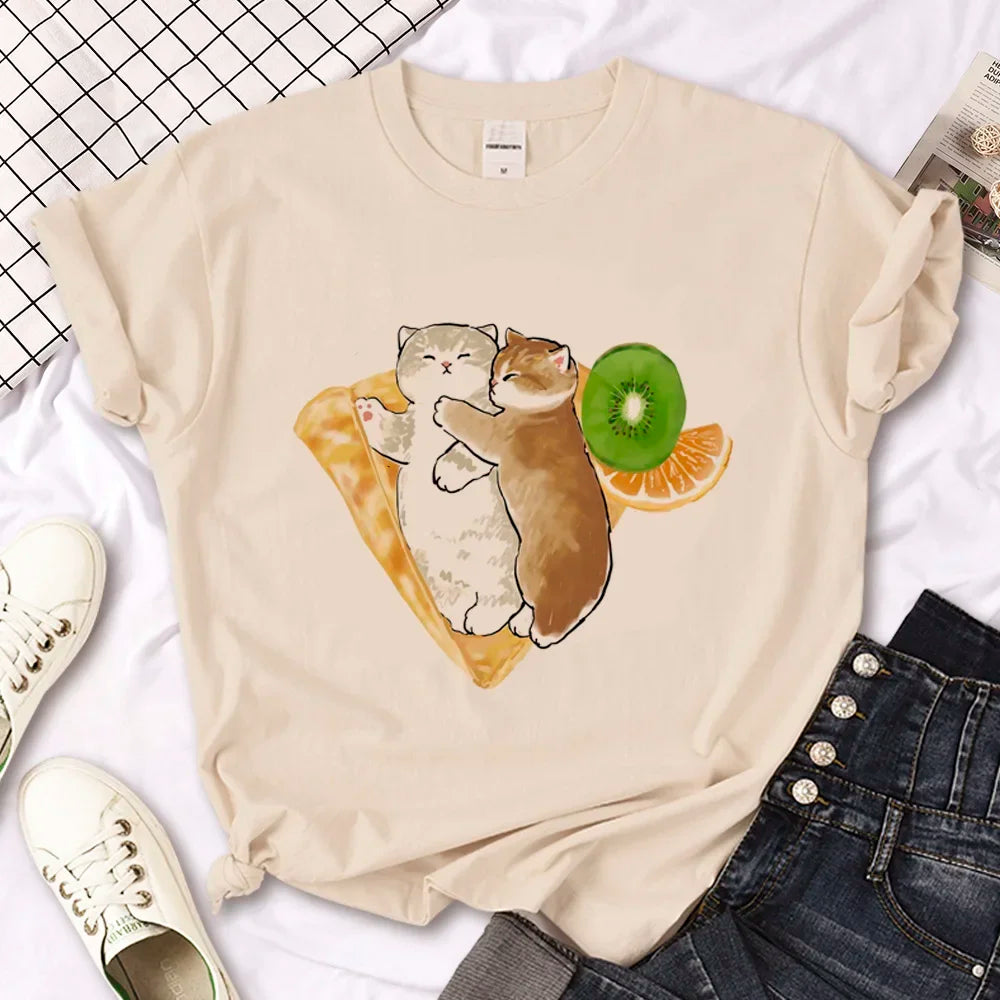 Cat top women streetwear summer anime t shirt girl y2k Japanese clothes
