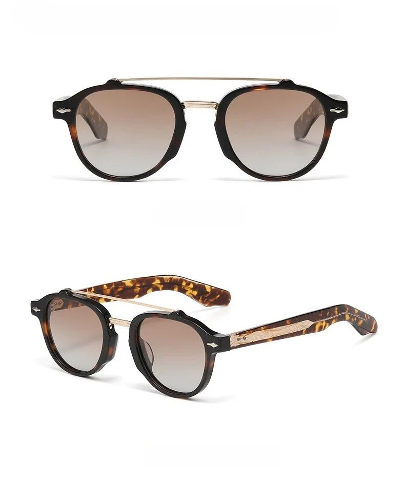 New High-end Flat Top Double Bridges Men Polarized Sunglasses Acetate Square Suneyeglass Women Fashion Retro Gifts Eyewear UV400