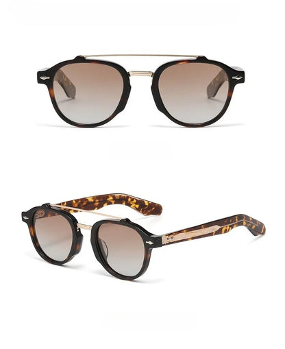 New High-end Flat Top Double Bridges Men Polarized Sunglasses Acetate Square Suneyeglass Women Fashion Retro Gifts Eyewear UV400
