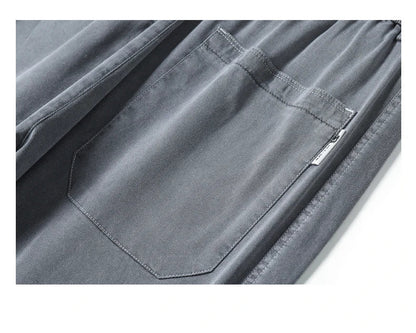 Summer Soft Lyocell Fabric Men's Jeans Thin Loose Straight Pants Drawstring Elastic Waist Korea Casual Trousers Plus Size M-5XL