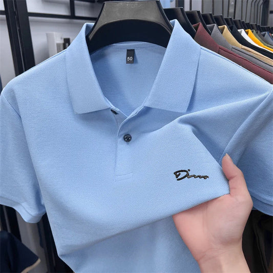 cotton100% hot sale men's new short sleeve polo shirt summer lapel letter printing ventilate t-shirt business classic mans wear