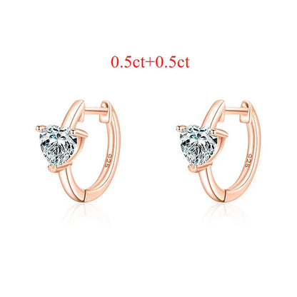 1CTTW Heart Cut Moissanite Hoop Earrings for Women Shine Wedding Party Jewelry Lab Diamond Earring Pure 925 Silver Gifts