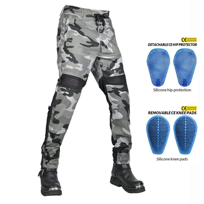 Summer Riding Knight Jeans With Protect Gear Pocket Net Motorcycle Pants  Pantalones Motocicleta Hombre Featherbed Jeans Gears