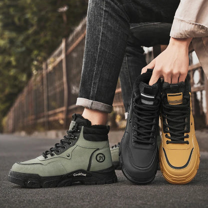 Mens Boots Casual Shoes Winter Platform Leather Designer Luxury Chelsea Cowboy Outdoor Work Safety Ankle Sneakers 2025