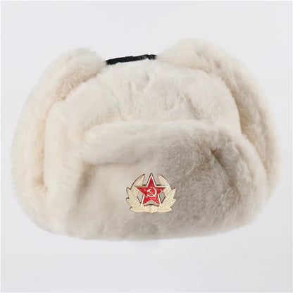 Trooper Hat with Emblem Earflap gorro ruso sovietico  winter hat Thick Warm Winter Outdoor Cap for Men Women Hiking Skiing