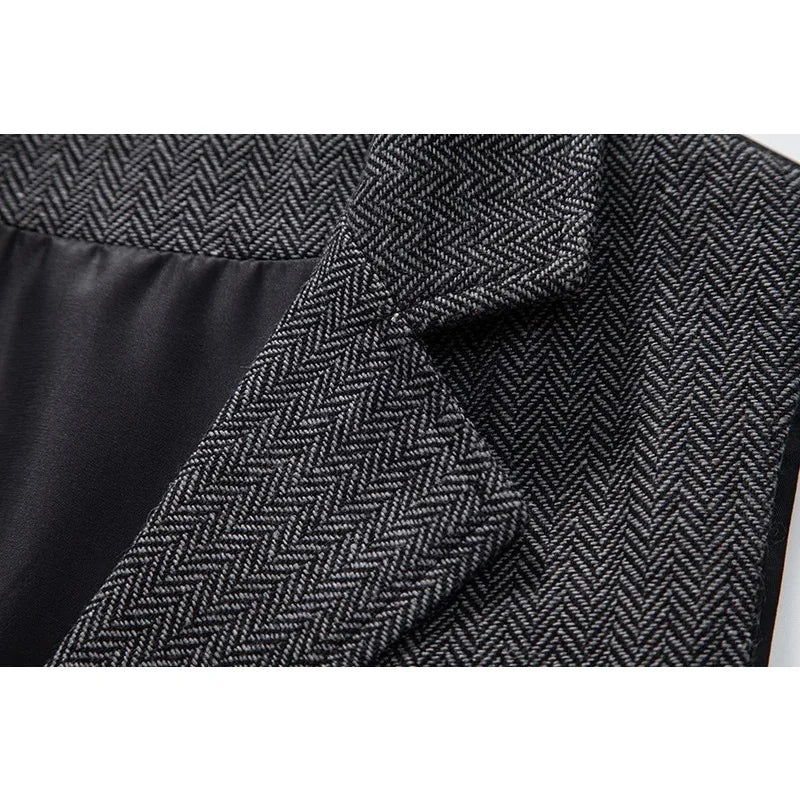Man Suit Vest British Style Turn Down Collar Male Waistcoat Vintage Single-breasted Business Casual Men Coat Vest