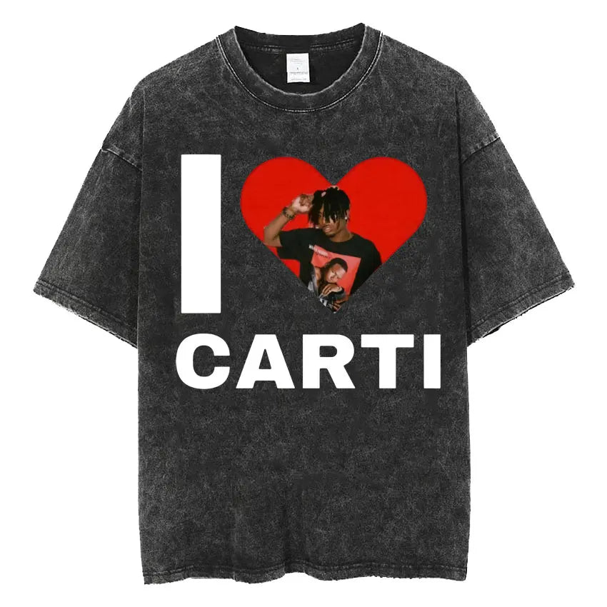 Retro Washed Playboi Carti I AM MUSIC Logo T Shirt Opium Ken Carson Narcissist Tour Antagonist Rap T-shirts Men's Oversized Tees