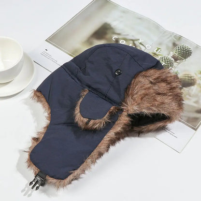 Men's Winter Trapper Aviator Trooper Earflap Warm Russian Waterproof Ski Hat Bomber Cap Russian Warm Ear Protectors Hats
