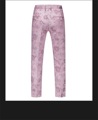New Men Luxury Jacquard Suit Pants Fashion Wedding Party Groom Dress Trouser