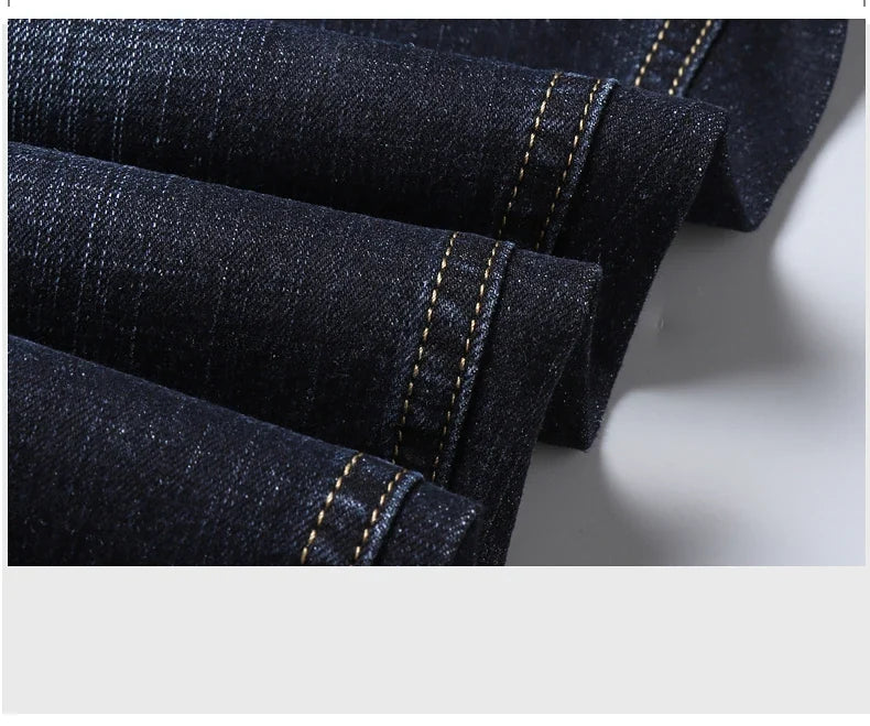 New Men's Fashion  Business Casual Stretch Slim Jeans Classic Trousers Denim Pants Male Black Blue