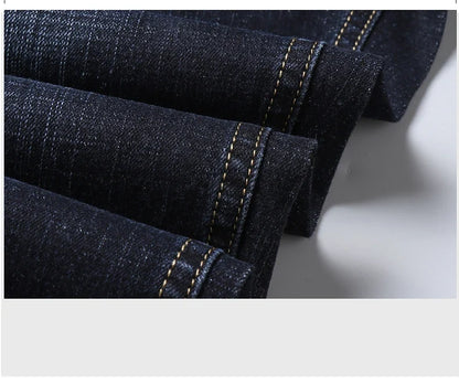 New Men's Fashion  Business Casual Stretch Slim Jeans Classic Trousers Denim Pants Male Black Blue