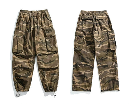 Mens American Camo Tactical Cargo Pants Outdoor Hiking High Quality Relaxed Fit Straight Leg 100% Cotton Casual Trendy Trousers