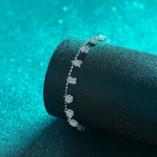 Bracelet à pampilles en moissanite couleur D de 1,3/3,9 carats au total pour femmes, bracelet de tennis entièrement pavé de diamants, chaîne 100 % en argent sterling S925, certificat GRA