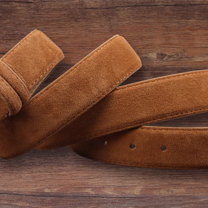 2025 Fashion Suede Belt Cow Genuine For Man And Lady With Oxford Fabric Strap Genuine Leather Luxury Pin Buckle Blue Belts