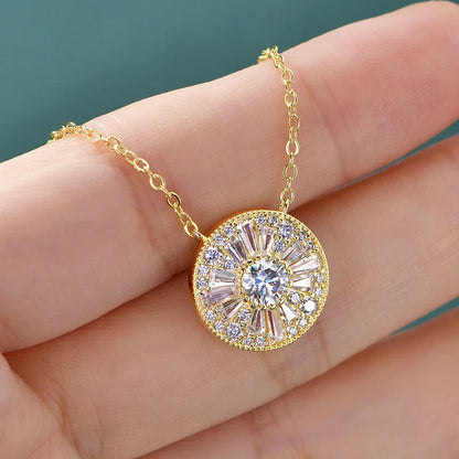 GRA Certified D VVS1 5mm Moissanite Round Charm Pendant Necklace Chain for Women 14K Gold Filled Fine Neck Jewelry Gift