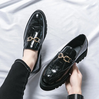 Trendy Brand Green Brogue Shoes Men's Leather Business Shoes Groom's Wedding Men's Loafers British Style Dress Shoes Men