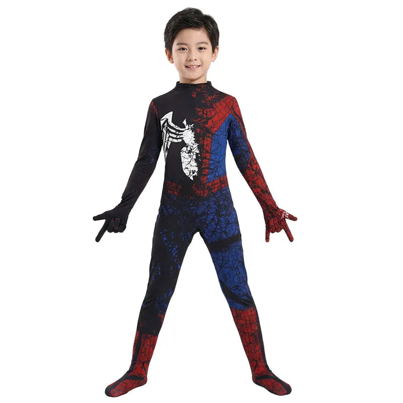 Kids Spider Costume Superhero Jumpsuit Role Play Party Halloween Cosplay Outfit New Year Christmas Performance Costume