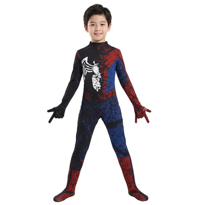 Kids Spider Costume Superhero Jumpsuit Role Play Party Halloween Cosplay Outfit New Year Christmas Performance Costume