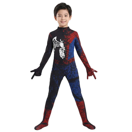 Kids Spider Costume Superhero Jumpsuit Role Play Party Halloween Cosplay Outfit New Year Christmas Performance Costume