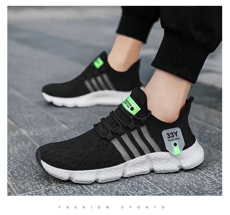 Breathable Mesh Men Shoes Trendy Lightweight Walking Flats Plus Size Male Tennis Sneakers Outdoor Running Fitness Shoes 2024
