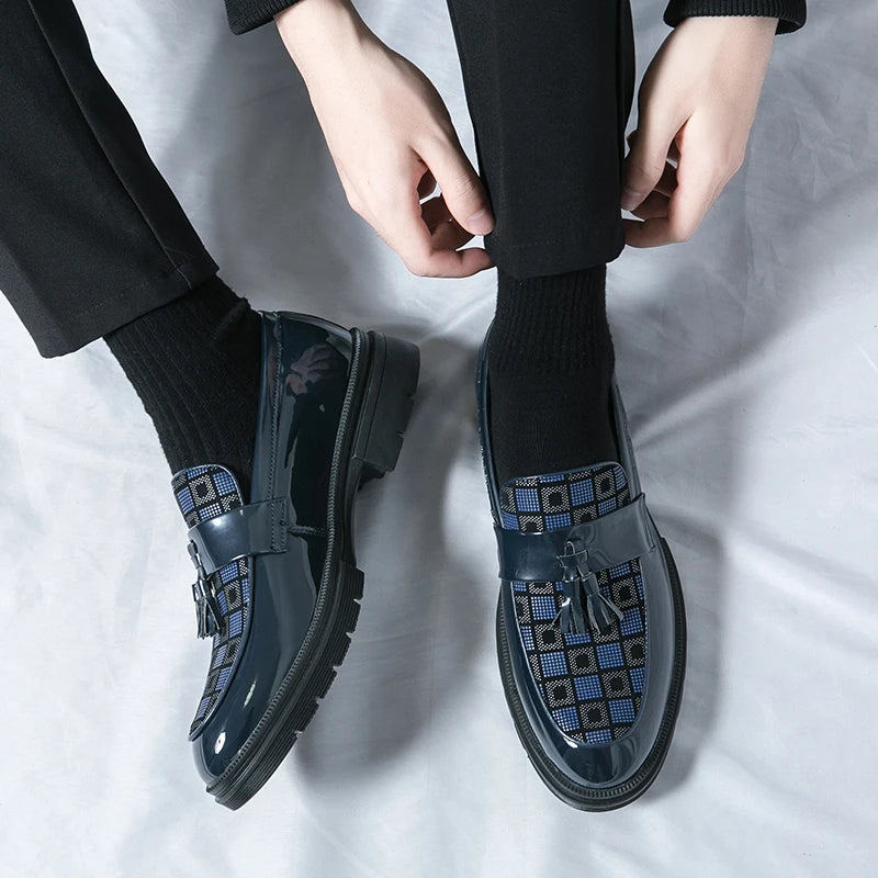 Leather Men Casual Black Tassel Loafers Handmade Soft Leisure Shoes Breathable Slip-On Comfortable for Drive Footwear Moccasins