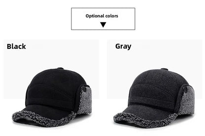 Autumn and Winter New Warm Lei Feng Hat Men's Father Outdoor Leisure Thickened in The Elderly Fleece Hat Baseball Cap Ear Cap
