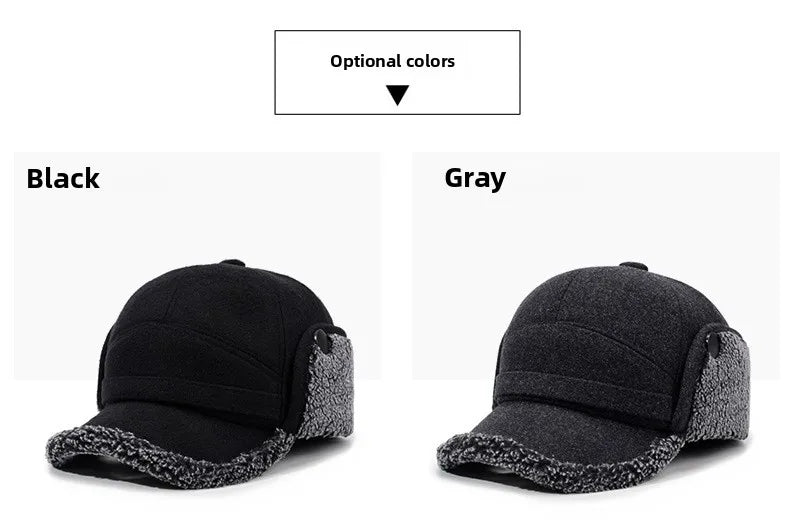 Autumn and Winter New Warm Lei Feng Hat Men's Father Outdoor Leisure Thickened in The Elderly Fleece Hat Baseball Cap Ear Cap