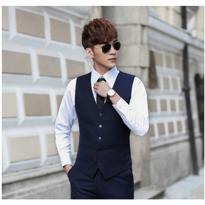 Fashion Single Breasted Suit Vests for Men Grey Black High-end Male Waistcoat Slim Fit Formal Business Casual Vest Plus Size 7XL