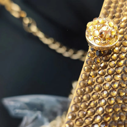 Women Brown Crystal Evening Bag Formal Party Dinner Rhinestone Handbags and Purses Bridal Diamond Clutch Purse