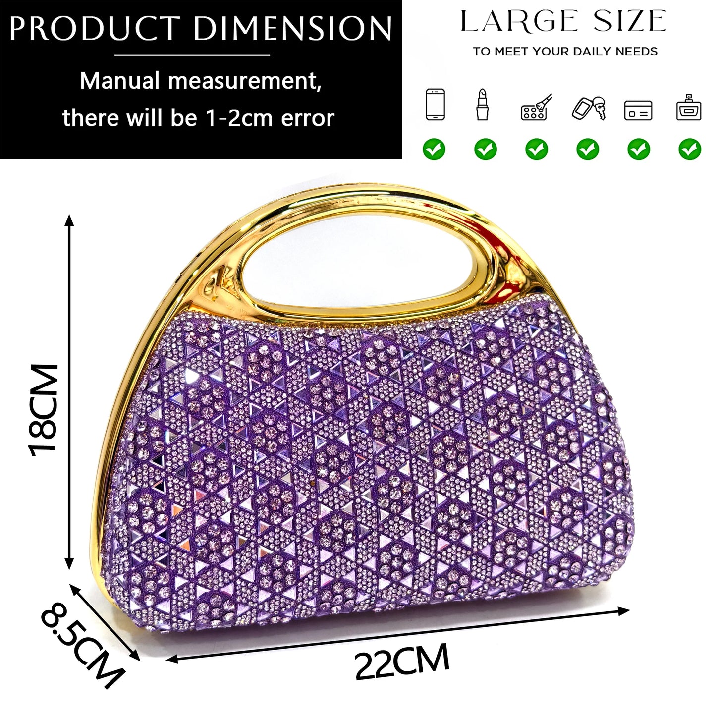 2026 Women’s Italian Gold High Heels with Rhinestone Detail & Matching Bag Set - Stylish Pointed Toe Design