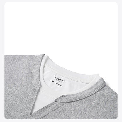 2026 Summer New Oversize 210gsm Cool Feeling Sorona Fabric Fake Double Layer T-shirts Men Comfortable Plus Size Tops