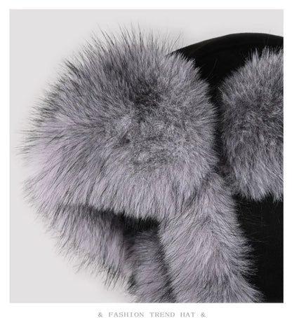 High Quality Winter Imitation Fox Hair Lei Feng Hat for Men and Women Thickened Warm Cycling Ear Protection Russia Bomber Hats