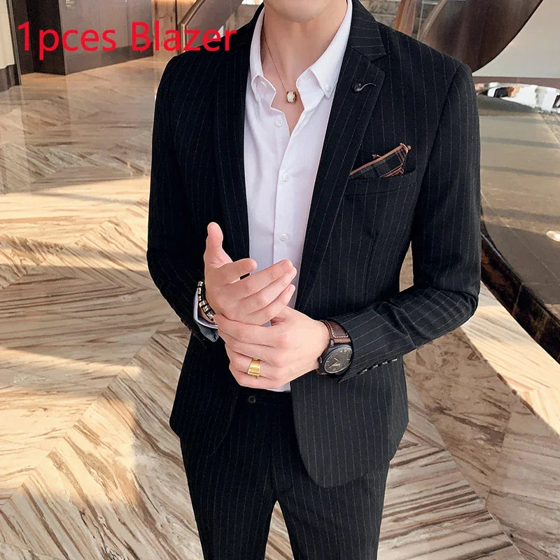 25 Colors 1 Pcs Blazer No Pants S-7XL New Wedding Dress Formal Business Slim Mens Suit Jacket Plaid Striped Solid Color