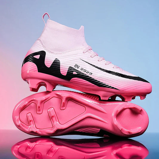 Fashion Pink Soccer Shoes Men's  Professional Lightweight Sock Football Boots Outdoor Non-slip Original Football Cleats Sneakers