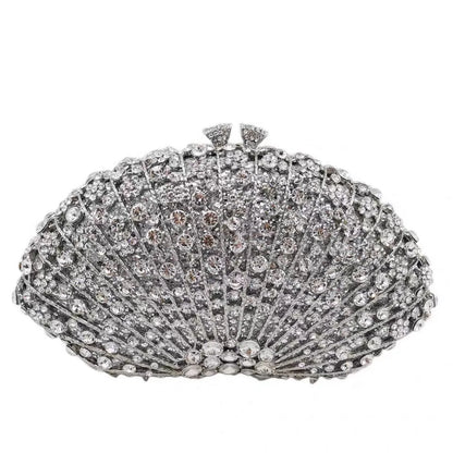 High Quality Elegant Exquisite Fan Shaped Ladies Evening Clutch Bag Banquet Chain Shoulder Bag