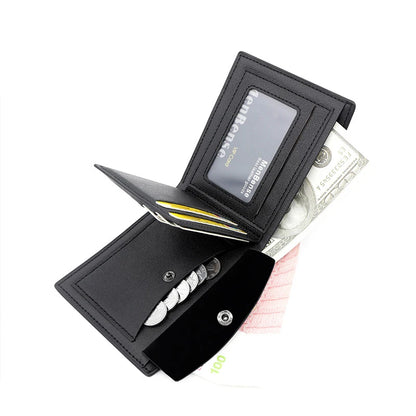 Slim Men's Wallet - New Short Zipper Design, Card & Photo Holder, Simple Coin Pocket - High - Quality PU Leather