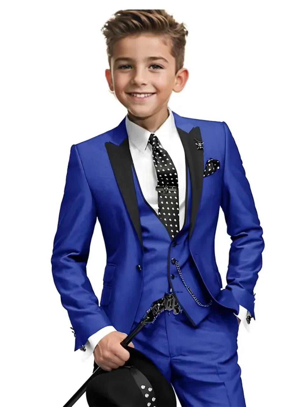 High Quality Boys Formal Suit Set 3 Pieces For Violin Performance Classy Peak Lapel Kids Slim Fit Tuxedo Birthday Party Wear