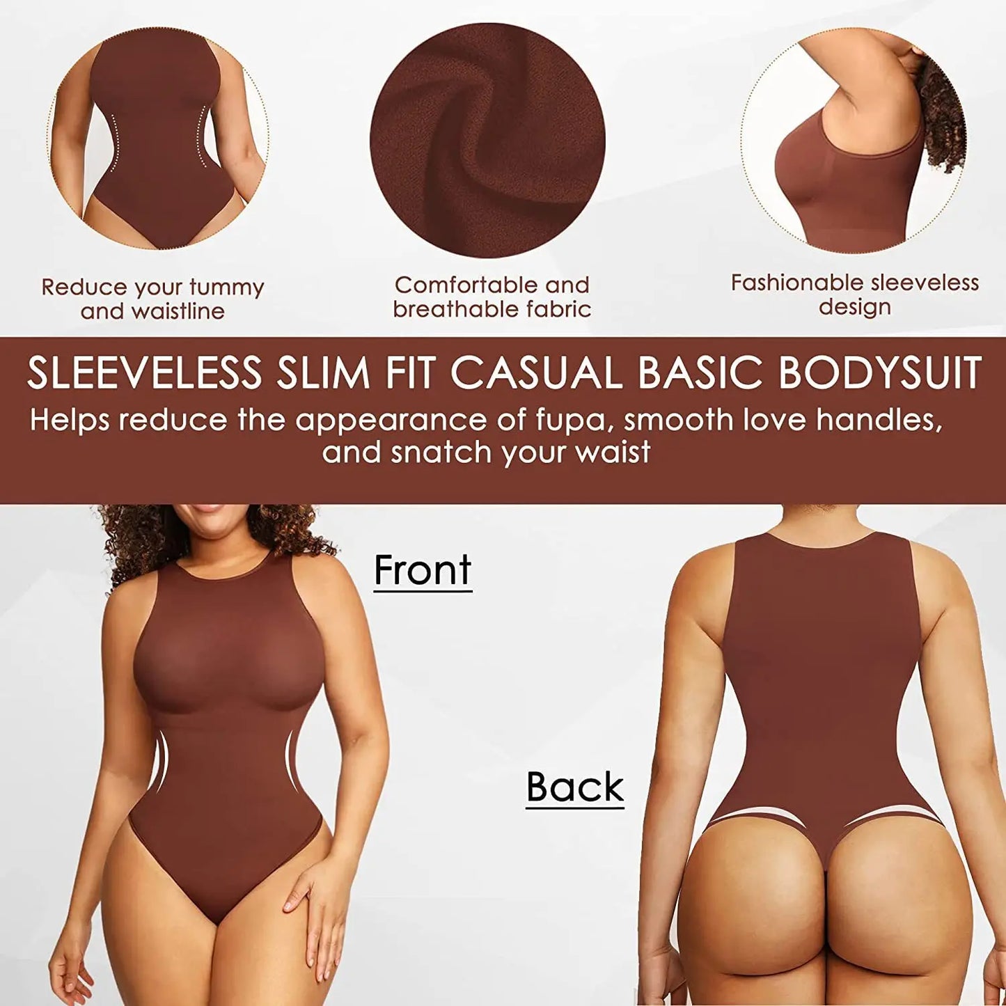 New Seamless Crew Neck Body Sculpting Shaper Women's Sleeveless Tummy Control Bodysuit Shapewear Racerback Tank Tops Thong Snap