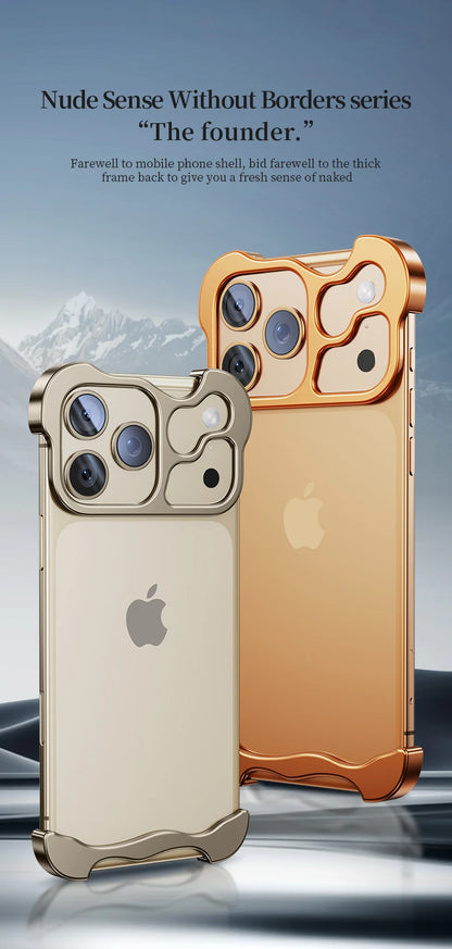 Luxury Irregular Metal Bumper Phone Case For iPhone 17 Air Pro Max Aluminum Shockproof Corner Pads Plating Ultra Thin Back Cover
