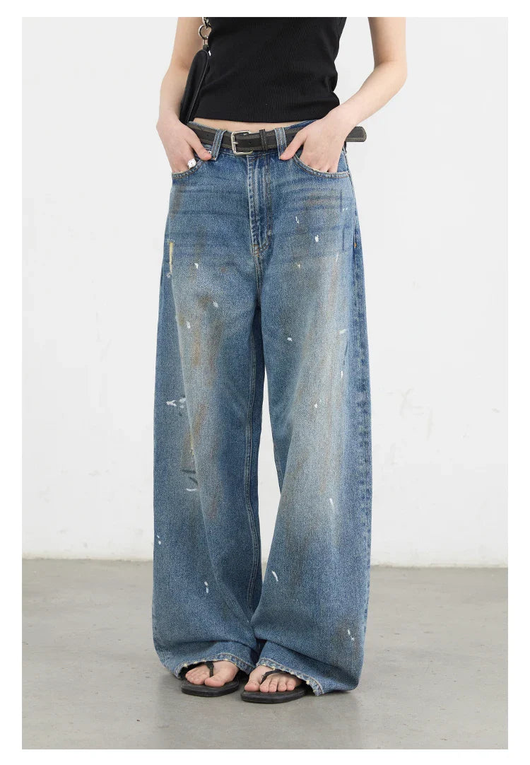 Women Jeans Loose Casual New Retro High Waisted Straight Leg Wide Leg Denim Pants Female Trousers Summer 2025