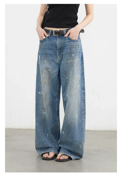 Women Jeans Loose Casual New Retro High Waisted Straight Leg Wide Leg Denim Pants Female Trousers Summer 2025