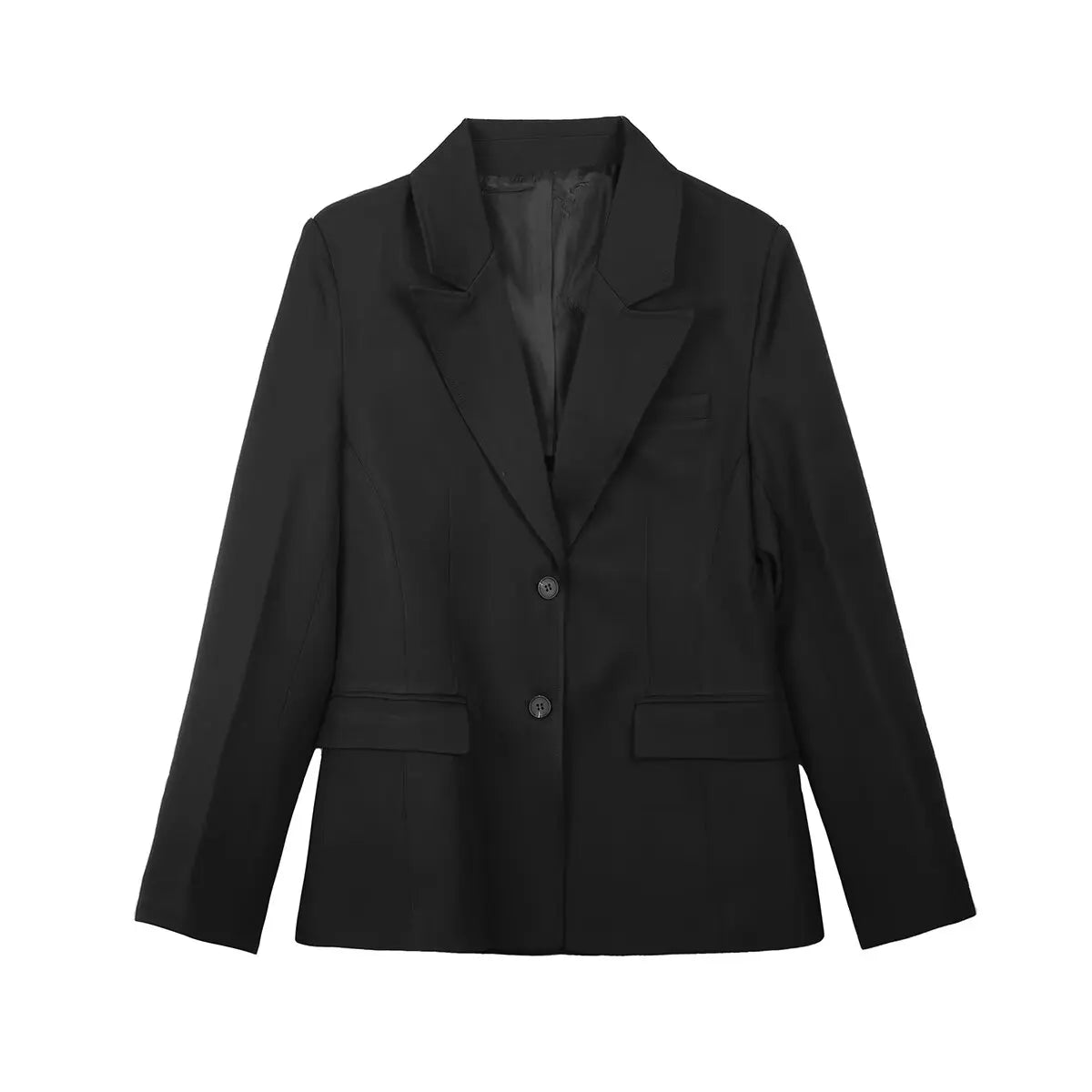 Women Elegant Waist-Hugging Blazer Single Buttons Blazer with Shoulder Pads New 2025 Spring Fall Fashion Basic Blazer