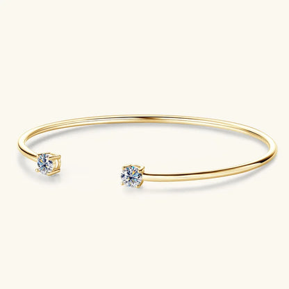 Four Prong Moissanite Cuff Bangle 5mm 0.5CT Round Cut D Color 925 Silver Open Hand Chain Bracelet For Women Girl Lady Gift